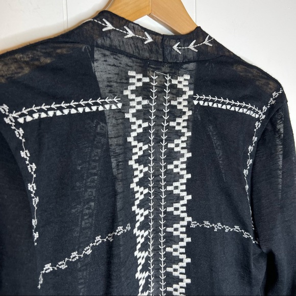 32. Haute Project Black Embroidered Open Cardigan M  Boho - Picture 6 of 9